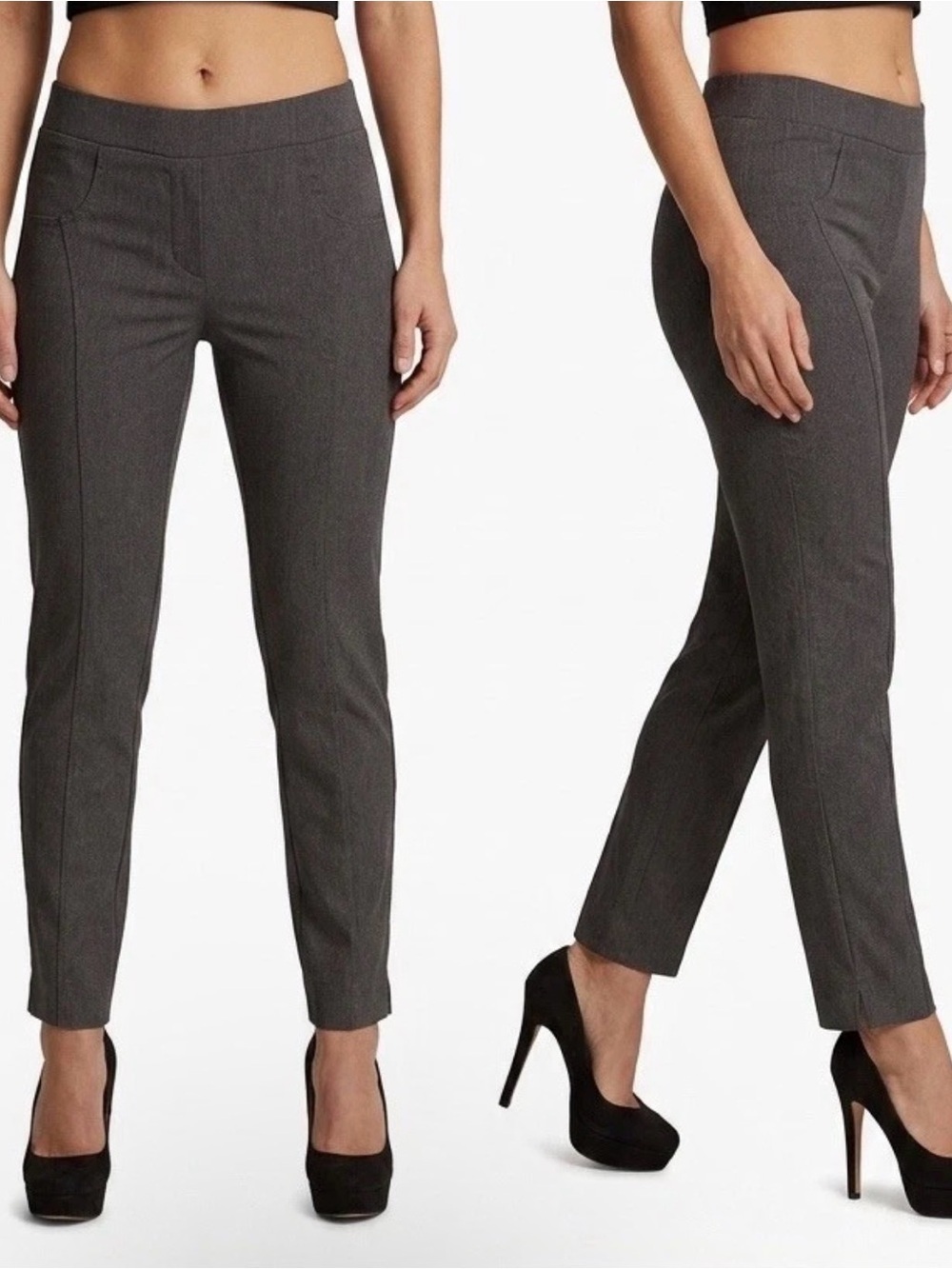 NEW Lior Paris Ritz Pull On Pants Charcoal Gray Stretch Tummy Control Sz 2